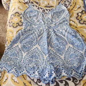 Light blue and white Romper by  Fashion Nova size XL new without tags.